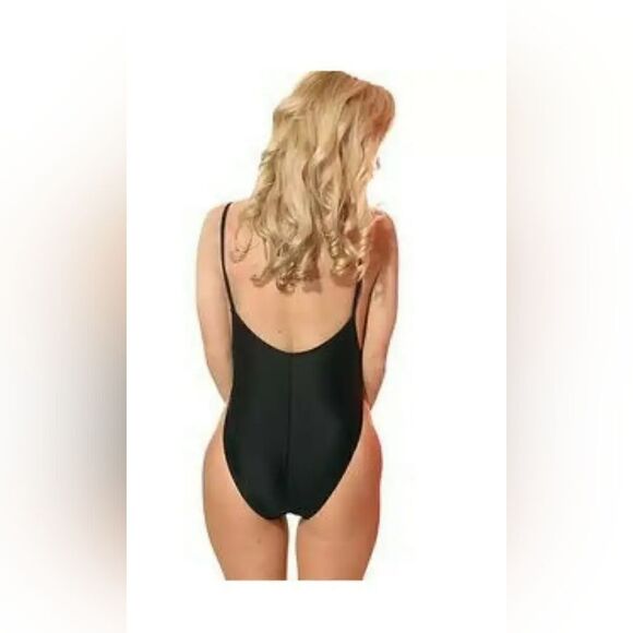 NWT Dippin’ Daisy’s SQUAD black one piece swimsuit high leg - Picture 3 of 8